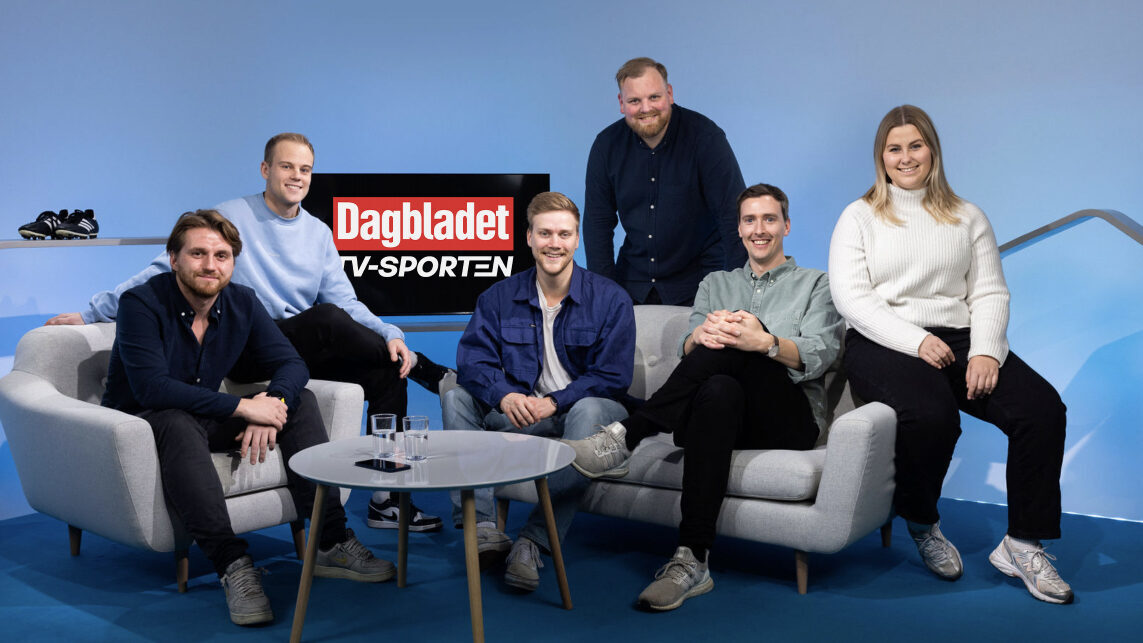 This team will create Dagbladet TV-sporten: From left. Kristoffer Løkås, Henrik Ljosland, Bård Sørø Olsen, Christian Fjermeros, Simen Sveen, Birthe Skingen Photo: Espen Solli