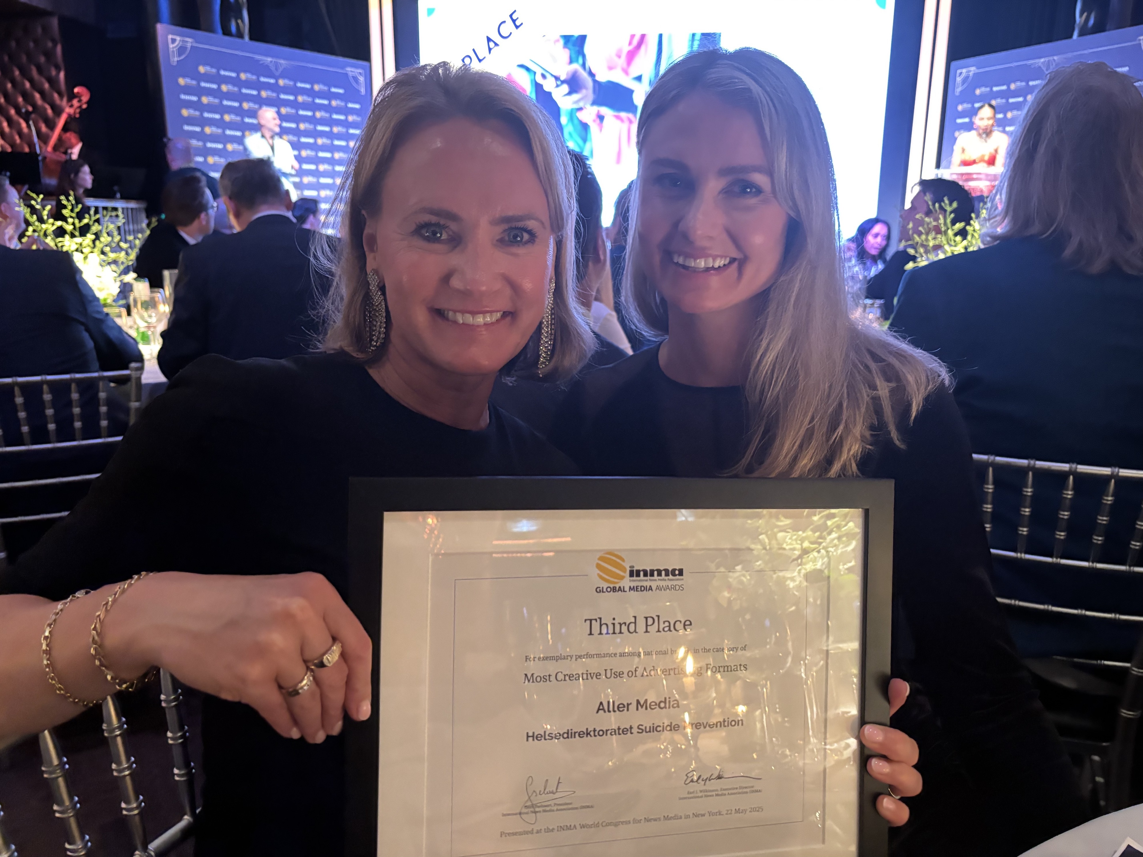 THIRD PLACE: Anniken Elvik and Henriette Skådinn were in New York on Thursday, May 22nd to receive international recognition.