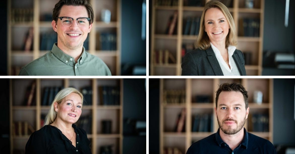 Left to right. Sindre Hellkås, Anniken Elvik, Siri Kristine Tønder Holen and Christian Berg are all well underway with their new jobs at Aller Media.